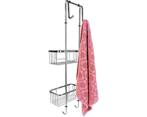 Duschregal aus Metall mit Handtuch