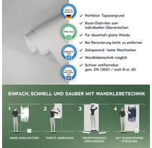Vliestapete mit Produkteigenschaften und Anbringungsanleitung