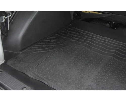 Schwarze Gummifußmatte für den Fahrzeuginnenraum mit Rillenmuster