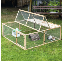 Freilaufgehege für Kleintiere aus Holz mit Netzabdeckung und Zubehör