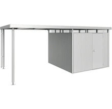 Metallcarport mit Geräteschuppen und Tür