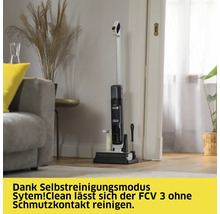 Kabelloser Nass Trockensauger mit Selbstreinigungsfunktion im Wohnzimmer