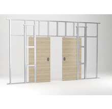 Doppelschiebetürsystem mit Metallrahmen und zwei Schiebetüren