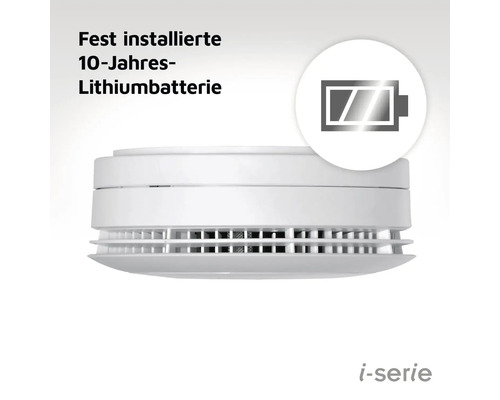 Rauchmelder mit fest installierter 10-Jahres-Lithiumbatterie