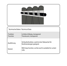 Technische Daten des Dekoschals mit Schlaufenfunktion für Gardinenstangen