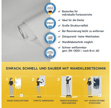 Rolle Raufasertapete mit Produktvorteilen und Anbringungsanleitung