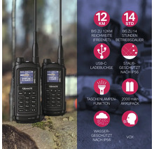 Zwei Funkgeräte Albrecht Tectalk Duo mit bis zu zwölf Kilometer Reichweite und bis zu 14 Stunden Betriebsdauer