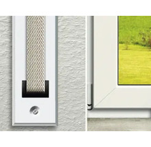 Detailansicht eines Fensterrahmens mit Gurtwickler