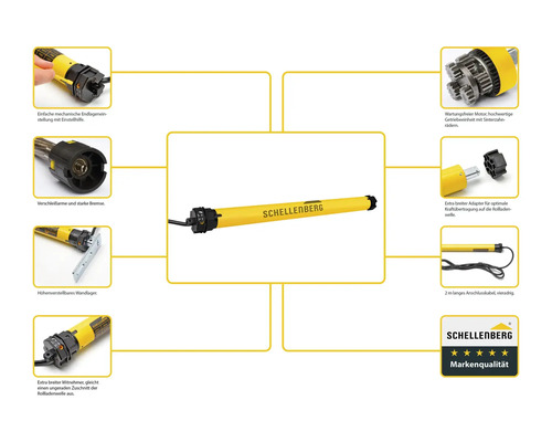 Schellenberg Rollladenmotor mit Zubehör für die Rollladensteuerung