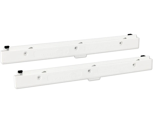 Zwei weiße Schubladenführungen
