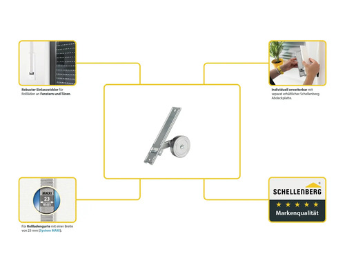 Schellenberg Einlasswickler für Rollläden, geeignet für 23 Millimeter breite Rollladengurte, erweiterbar mit Schellenberg Abdeckplatte, Markenqualität