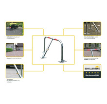 Parksperre mit reflektierender Markierung und Vorhängeschloss zur Sicherung von Parkplätzen