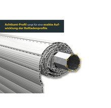 Aufgerolltes Rollladenprofil mit Achtkant-Profil