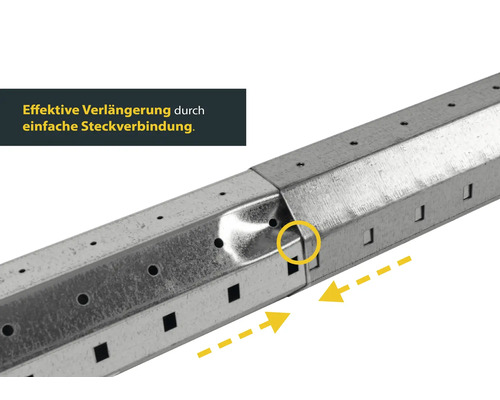 Metallprofil mit Steckverbindung zur Verlängerung
