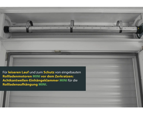 Rollladenwelle mit Aufhängung im Detailansicht