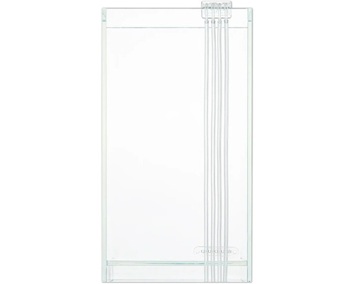 Leeres Glasaquarium mit Verbindungen für Schläuche