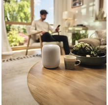 Lautsprecher auf einem Tisch in einem Wohnzimmer