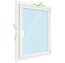 Fenster mit Lüftungssystem und Luftstromanzeigen