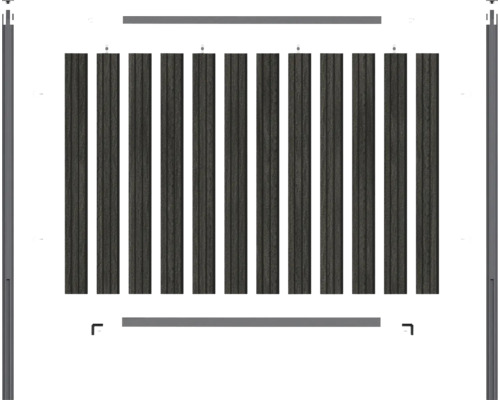 Sichtschutzzaun mit vertikalen Lamellen und Rahmen