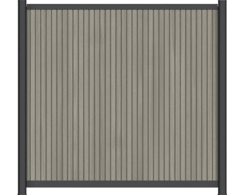 Sichtschutzzaun mit vertikalen Lamellen und Rahmen