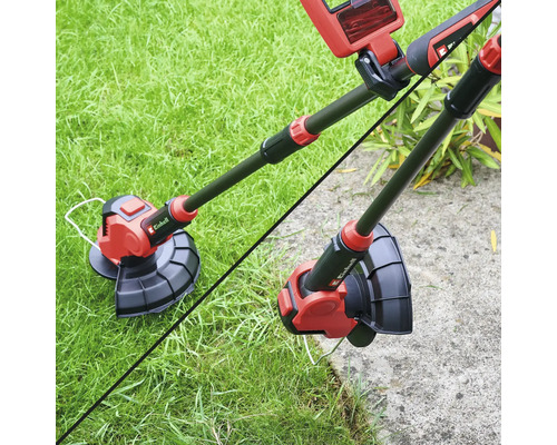 Zwei Rasentrimmer von Einhell im Garten.