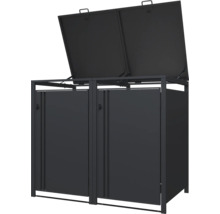 Mülltonnenbox für zwei Mülltonnen mit geöffnetem Deckel