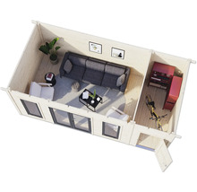 Innenansicht eines Gartenhauses mit Möbeln