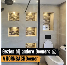 Modernes Badezimmer mit Dusche, Toilette und Wandnischen