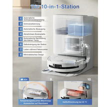 Saugroboter Reinigungsstation mit automatischer Schmutzwassersammlung, Schmutzerkennung, Absaugung, abnehmbarer Bodenplatte, automatischer Tanknachfüllung, Selbstreinigung, Ladefunktion, minimalistischem Design, temperaturgesteuerter Moppwäsche...