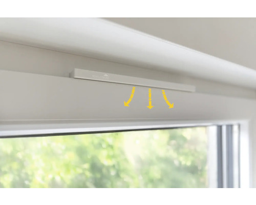 Fenster mit Fensterlüfter und Luftstromanzeige