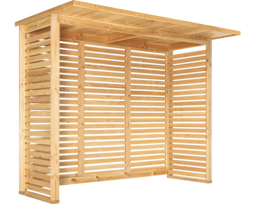 Holzlager für den Garten aus Holzlatten