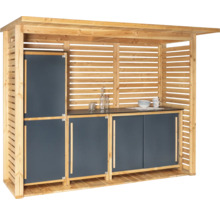 Holz Gartenküche mit Schränken und Arbeitsplatte