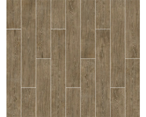 Verlegte Bodenfliesen in Holzoptik