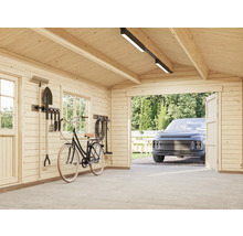 Garage mit Werkzeugen, Fahrrad und Auto