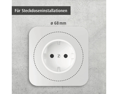 Steckdose für die Installation mit 68 Millimeter Durchmesser