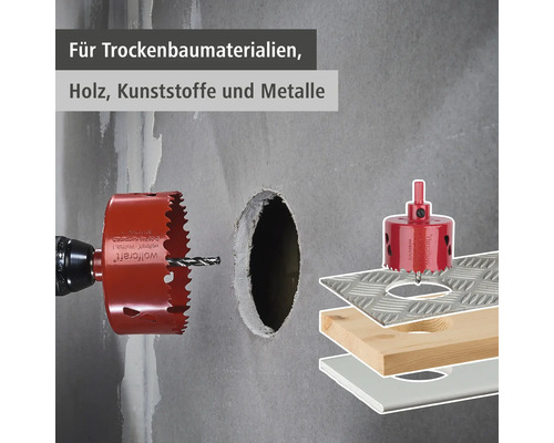 Lochsäge für Trockenbau, Holz, Kunststoff und Metall