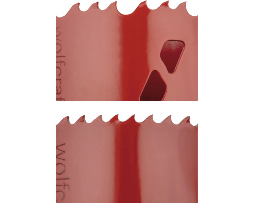 Detailansicht einer Metallsägeblattspitze mit Zähnen