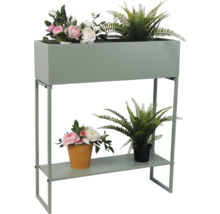 Dekoratives Pflanzenregal mit zwei Ebenen und künstlichen Pflanzen