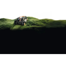 Rasenmähroboter auf Rasenfläche