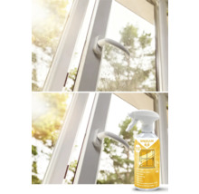 Vorher-Nachher-Ansicht einer Fensterreinigung mit RAKKUUN Smart Fluid Glasreiniger