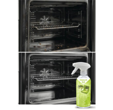 Vorher-Nachher-Ansicht eines Backofens mit Backofen- und Grillreiniger