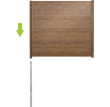 Holzzaunelement mit Metallpfosten für den Garten
