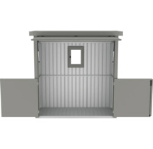 Offener Gerätehaus aus Metall mit Fenster