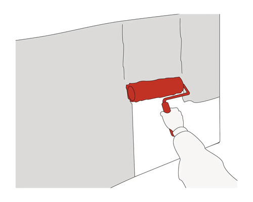 Illustration einer Person, die eine Wand mit einer Farbwalze streicht