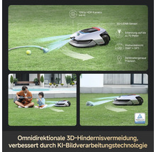 Rasenmähroboter mit Hindernisvermeidung, 3D-LIDAR Sensor, 1080p HDR Kamera, Weitwinkelsicht und TÜV Rheinland Zertifikat
