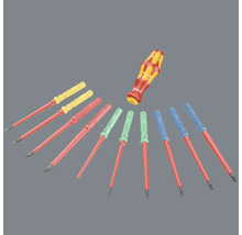 Satz isolierter Schraubendreher mit verschiedenen Spitzen und Griffen