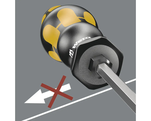 Wera Logo Winkelschraubendreher mit Kugelkopf, das Symbol bedeutet abgewinkelt