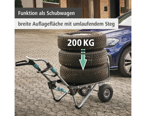Handwagen mit Reifen und 200 Kilogramm Traglast