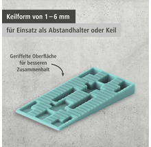 Keilförmiger Abstandhalter mit geriffelter Oberfläche