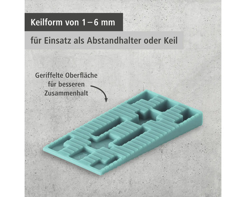 Keilförmiger Abstandhalter mit geriffelter Oberfläche